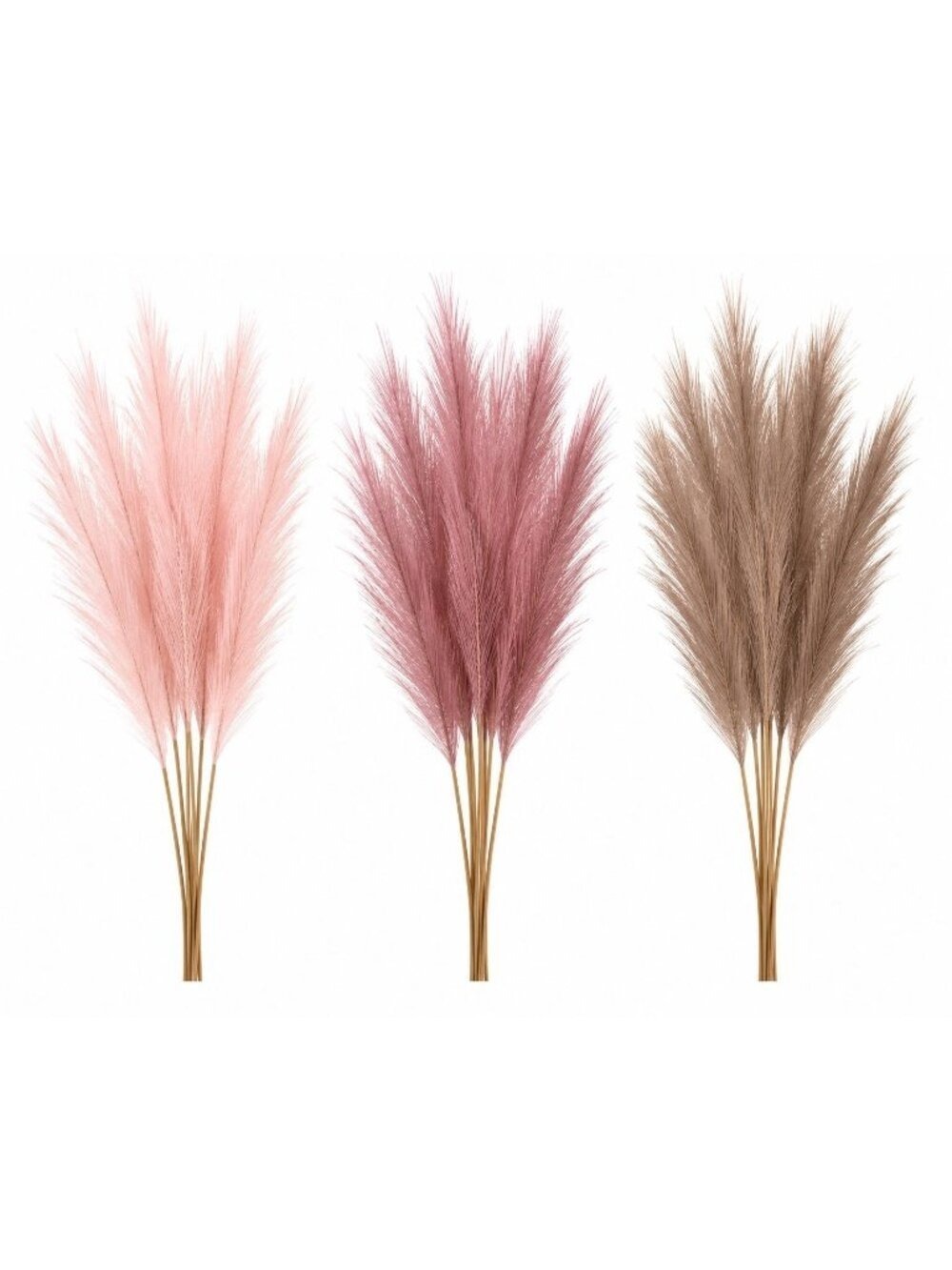 Pampas Grass Decor Set 15 Faux Stems Blush Mauve Taupe